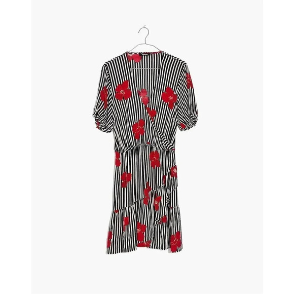 Madewell Ruffle-Wrap Dress in Candied Orchids Size 0 - Picture 7 of 7